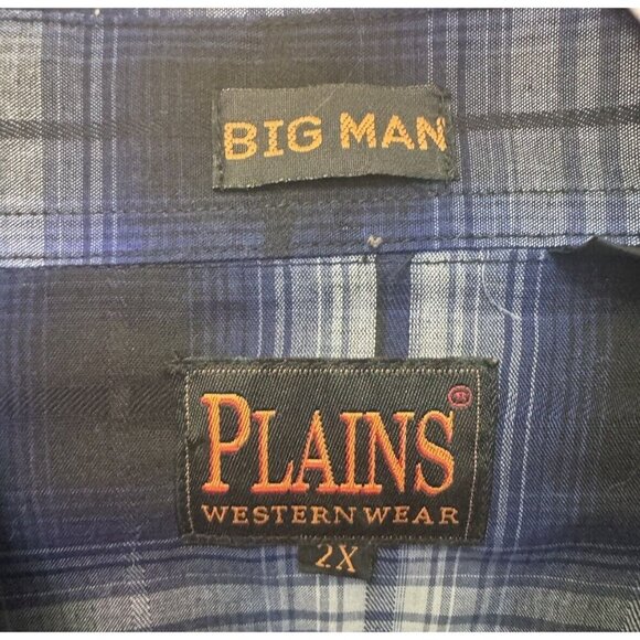 Plains Western Shirt 2X Plaid Pearl Snap Cowboy Rockabilly Big Man Mens XXL - Picture 3 of 7